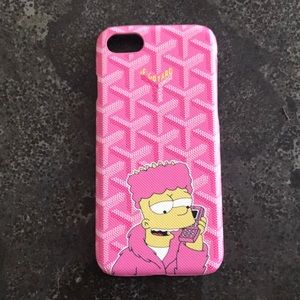 iPhone 7 case with pink goyard print